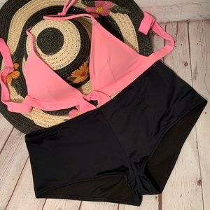 Victoria’s Secret black swim boy shorts bikini bottom size large EUC